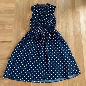 ModCloth navy and white polka dot midi dress. Size large.